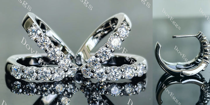 Doveggs round pave moissanite/lab grown diamond earrings - DovEggs-Seattle