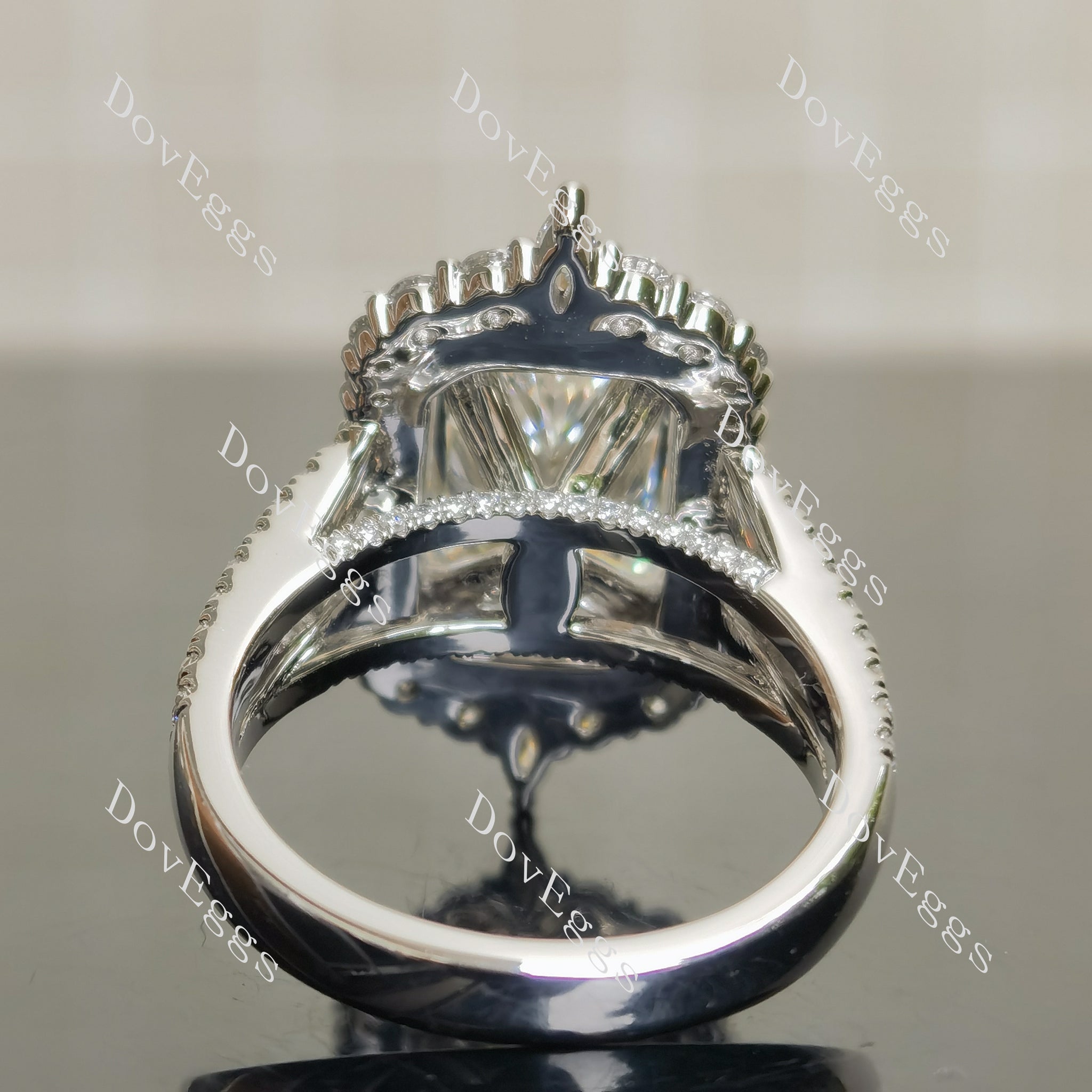 Doveggs halo pave vintage engagement ring only semi-mount only(Exclusively to DovEggs Stones)
