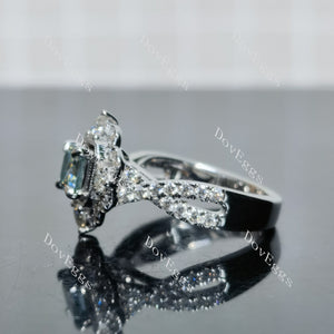 (size 5.5) Doveggs sterling silver 1ct asscher colored moissanite engagement ring