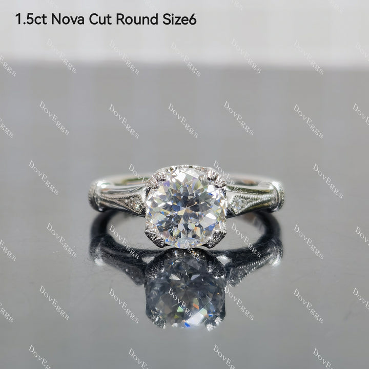 (size #6 & #9) Doveggs round moissanite sterling silver engagement ring