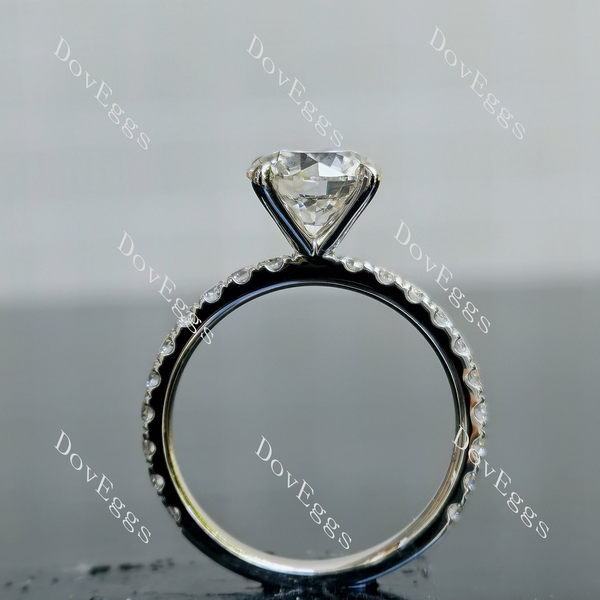 Doveggs round pave Lab Grown Diamond Engagement Ring