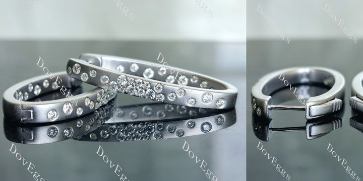 Doveggs round moissanite/lab grown diamond earrings (around 22mm height) - DovEggs-Seattle