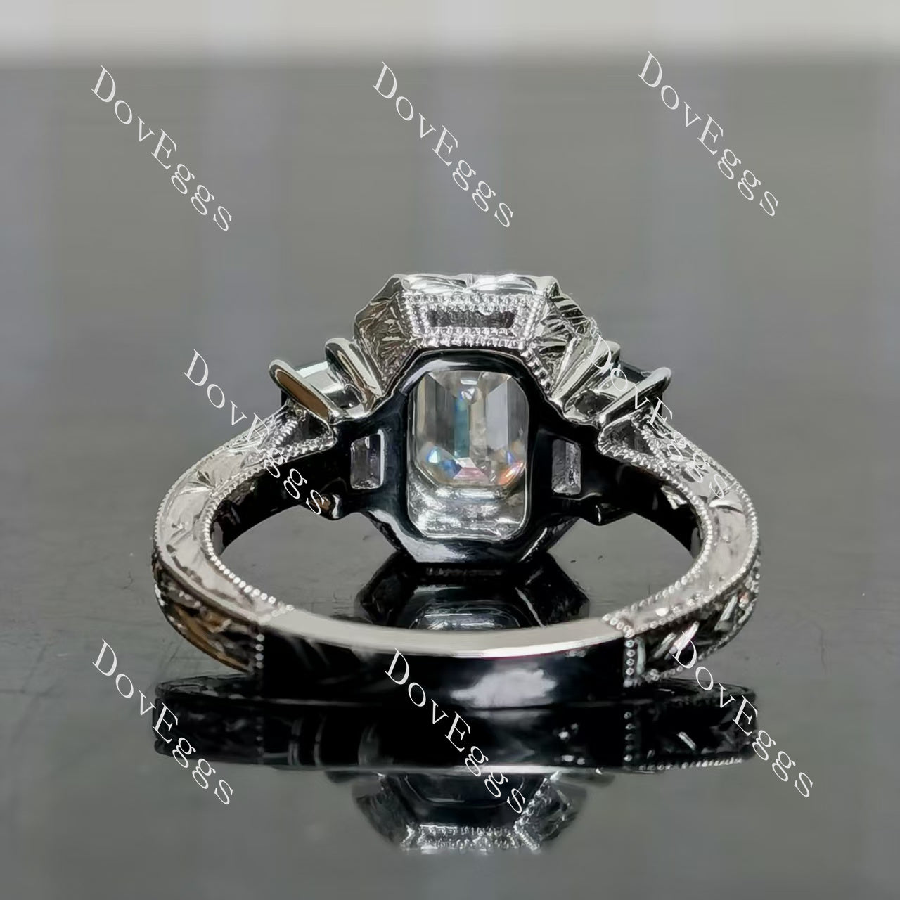 Doveggs halo pave side stones vintag engagement ring semi-mount only(Exclusively to DovEggs Stones)