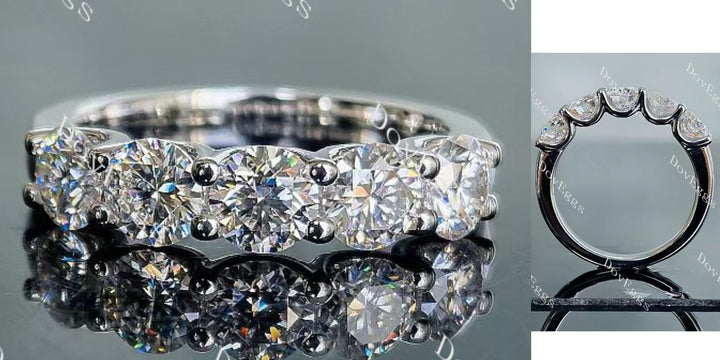 Doveggs round five stones pave moissanite wedding band-3.0mm band width - DovEggs-Seattle