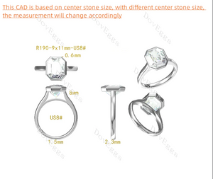 Doveggs elongated krupp cut bezel solitaire colored gem engagement ring
