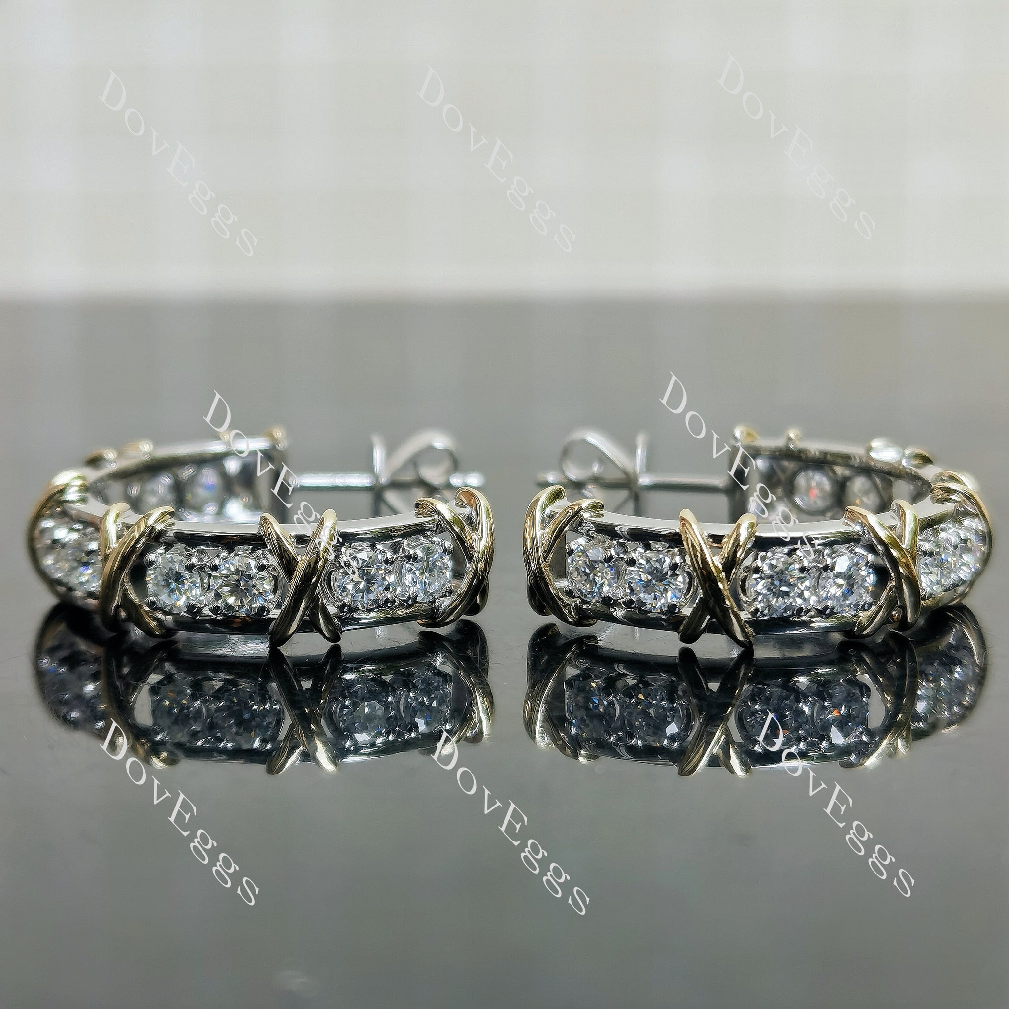 Doveggs round pave moissanite earrings