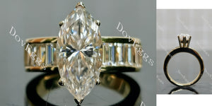 Marquise Modified H&A cut half eternity pave moissanite 