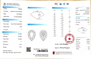 2.10ct Pear Brilliant Cut Lab Diamond - F. V. PINK Color VVS2 | Doveggs Certified