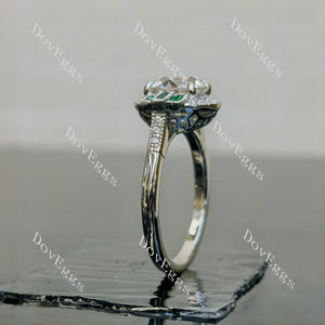 Doveggs round halo atr deco moissanite engagement ring