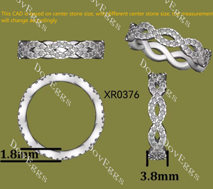 doveggs full eternity moissanite engagement ring/wedding band-3.8mm band width