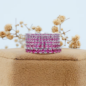 Group Order eternity pave round moissanite/colored gem wedding band