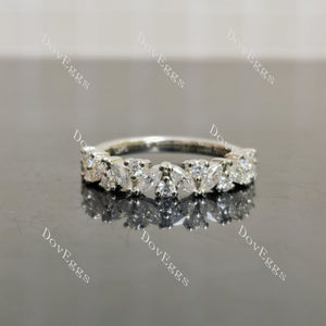 (size 6) Doveggs sterling silver marquise round moissanite wedding band