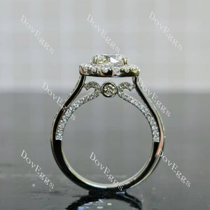 Doveggs round halo pave vintage moissanite engagement ring