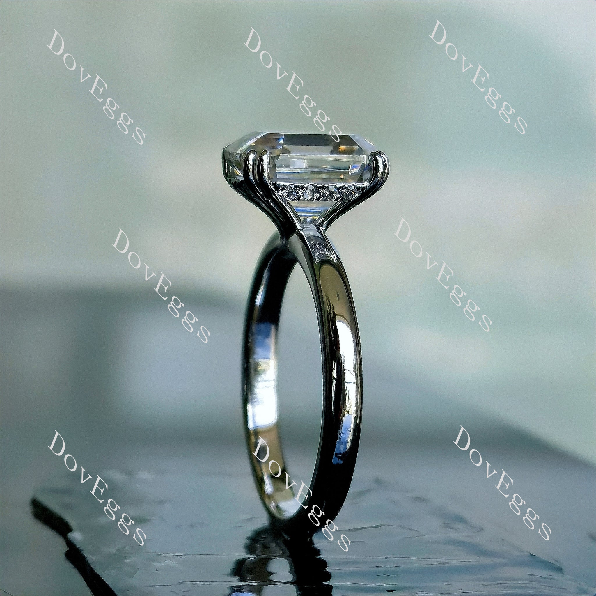 Doveggs elongated krupp cut moissanite engagement ring