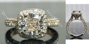 Cushion Halo 3/4 Enternity Vintage Lab Grown Diamond