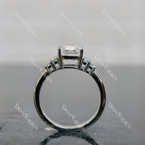 Doveggs Emerald Pave Side Stones Lab Grown Diamond Engagement Ring