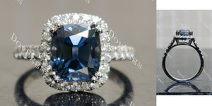 cushion halo twilight blue moissanite engagement ring