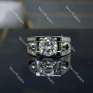 Debbie's Man round pave moissanite engagement ring for man