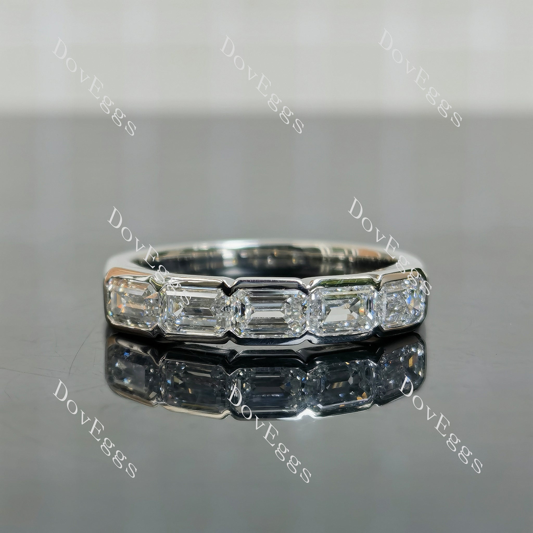 Kat’s Fab Five Emerald Bezel moissanite/ lab grown diamond wedding band-2.6mm band width