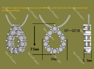 Doveggs round moissanite water drop shape pendant necklace(pendant only)