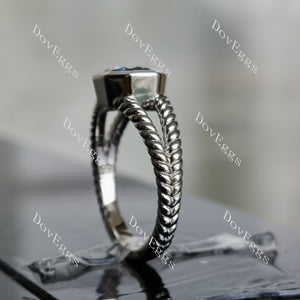 Doveggs octagon solitaire bezel twilight blue moissanite engagement ring
