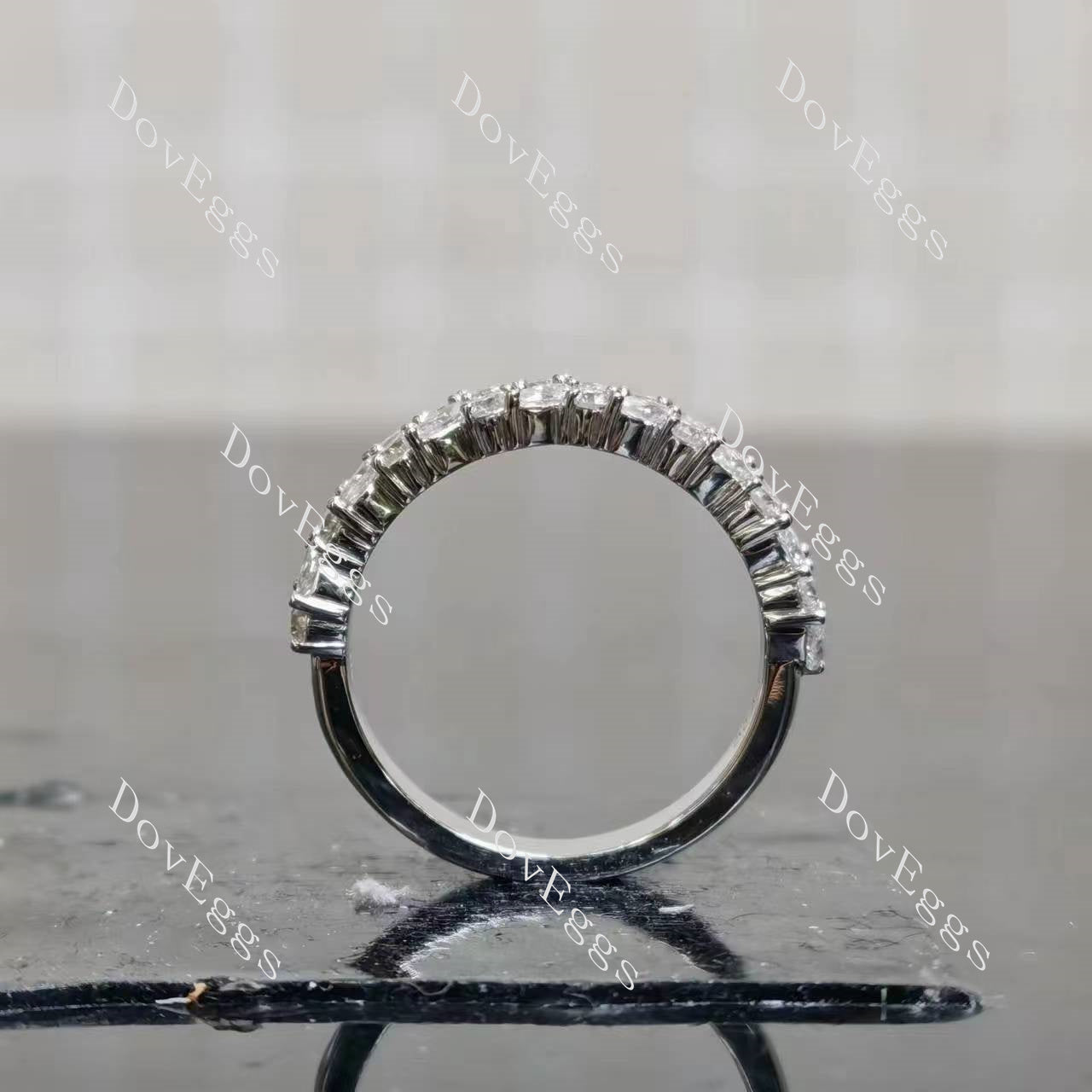 Doveggs princess pave three stones moissanite bridal set (2 rings)