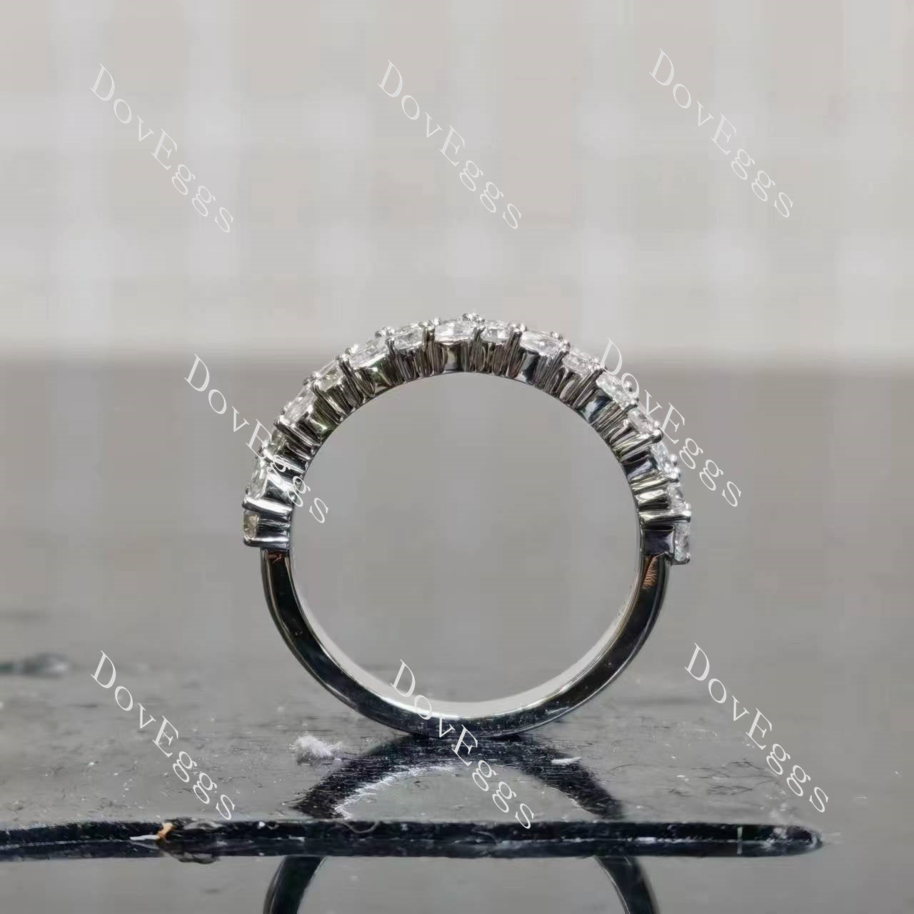 Doveggs marquise pave half eternity moissanite/lab grown diamond wedding band-2.5mm band width