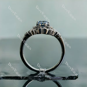 Doveggs round two-stone vintage twilight blue moissanite engagement ring