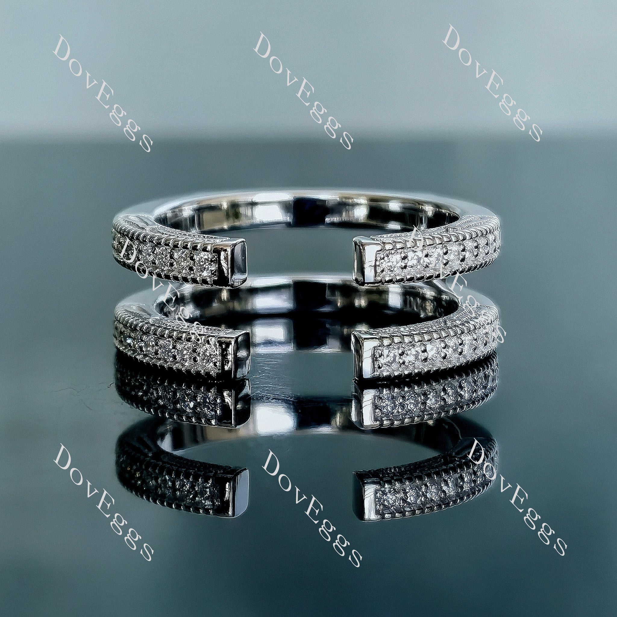 Doveggs round pave moissanite enhancer/wedding band-8.2mm band width