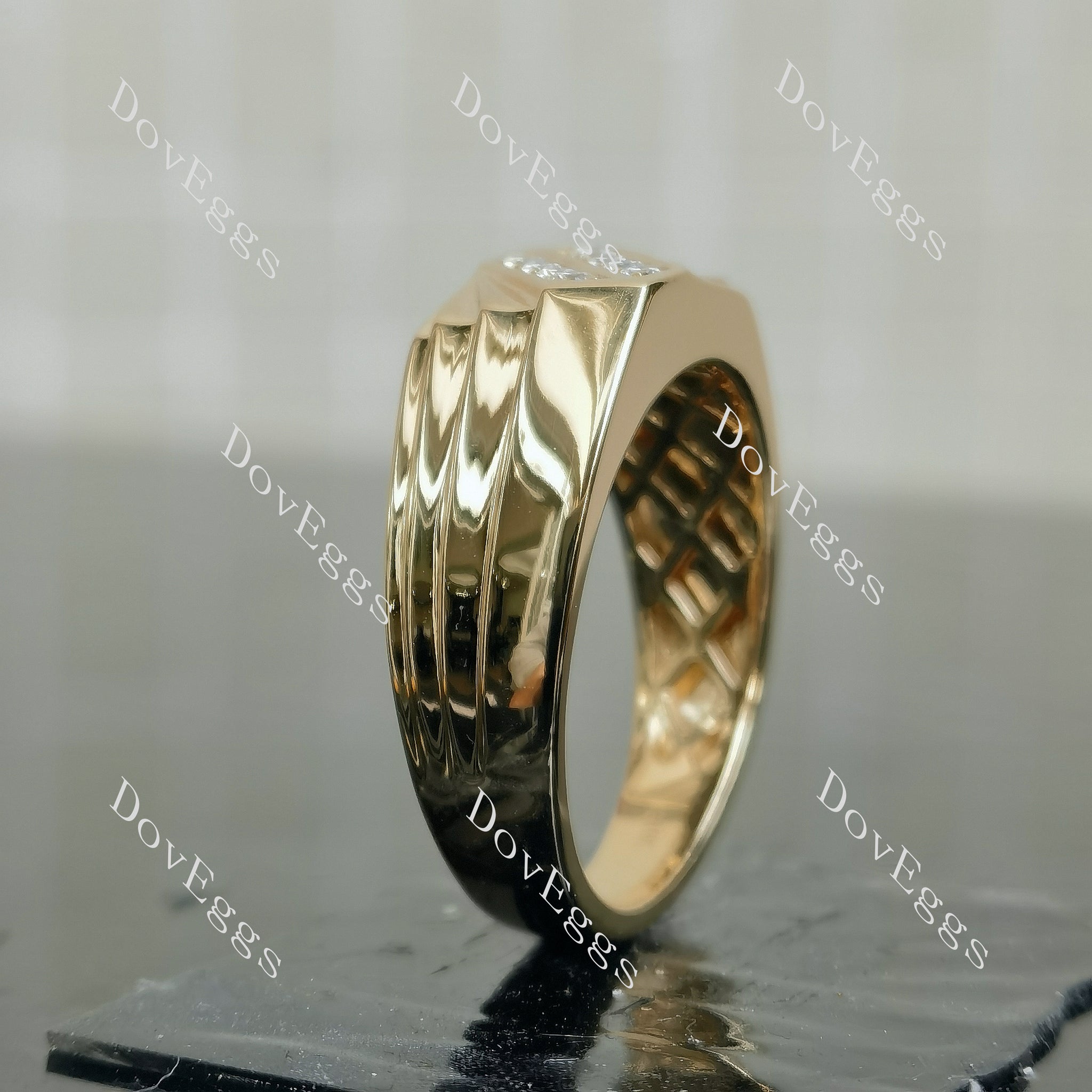 Doveggs round channel set moissanite/lab grown diamond wedding band-3.7mm band width