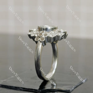 Doveggs floral bezel engagement ring only semi-mount only(Exclusively to DovEggs Stones)