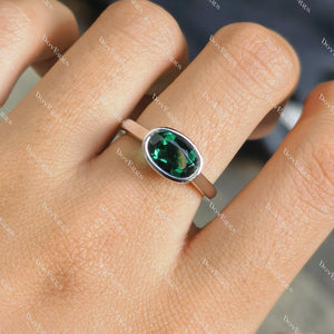 (size 6.25)Doveggs 2ct oval Zambia Emerald engagement SS ring