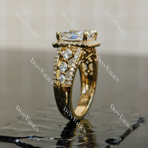 Doveggs Princess Halo Art Deco Lab Grown Diamond Engagement Ring