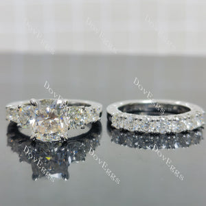 (size 7.25) Doveggs sterling silver 3ct cushion moissanite bridal set(2 rings)