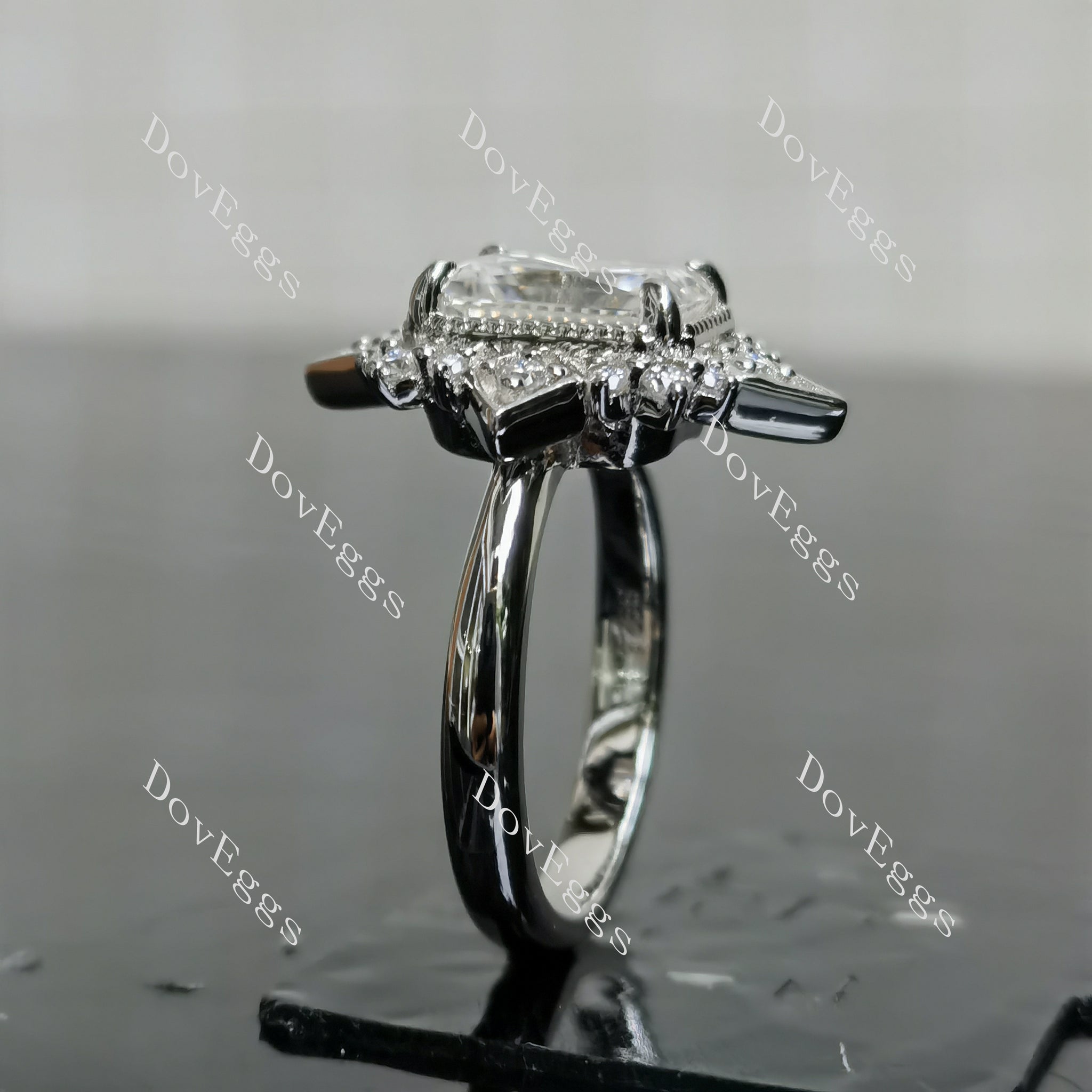 (size 6) Doveggs sterling silver 3ct radiant moissanite engagement ring