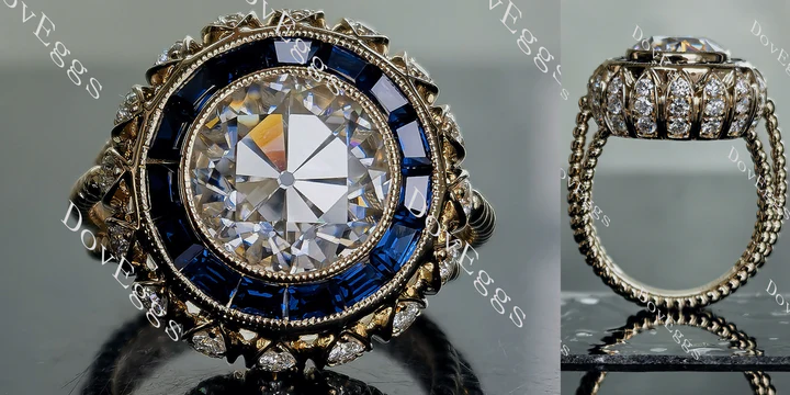Doveggs split shank bezel halo engagement ring semi-mount only(Exclusively to DovEggs Stones) - DovEggs-Seattle