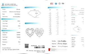 Doveggs 2.563ct heart D color VVS2 Clarity Excellent cut lab diamond stone(certified)