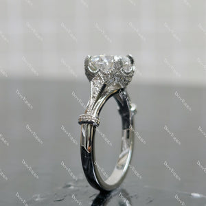 (size #6 & #9) Doveggs round moissanite sterling silver engagement ring