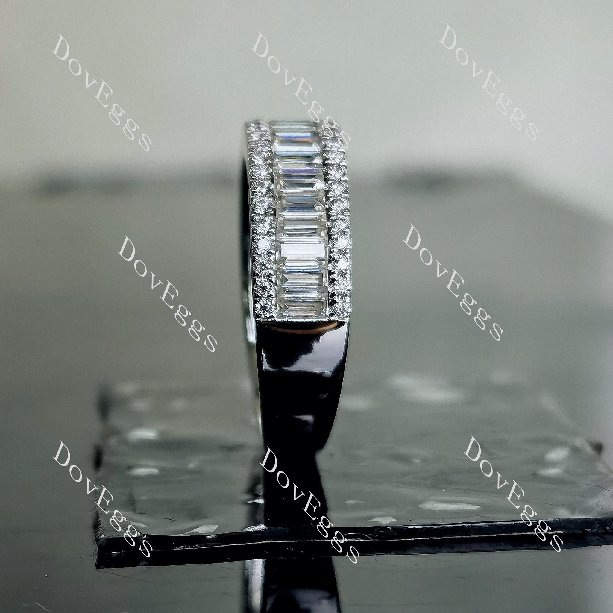 Doveggs half eternity channel set pave moissanite/lab grown diamond wedding band-3.0mm band width
