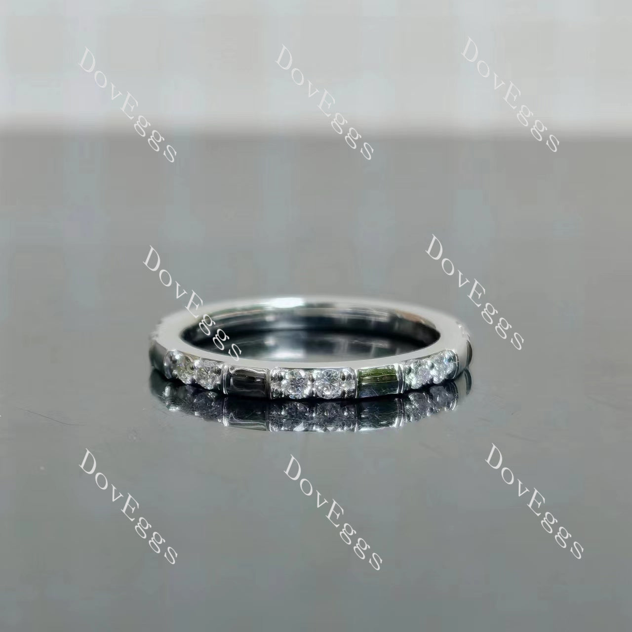 Doveggs round pave moissanite/lab grown diamond wedding band-2.0mm band width
