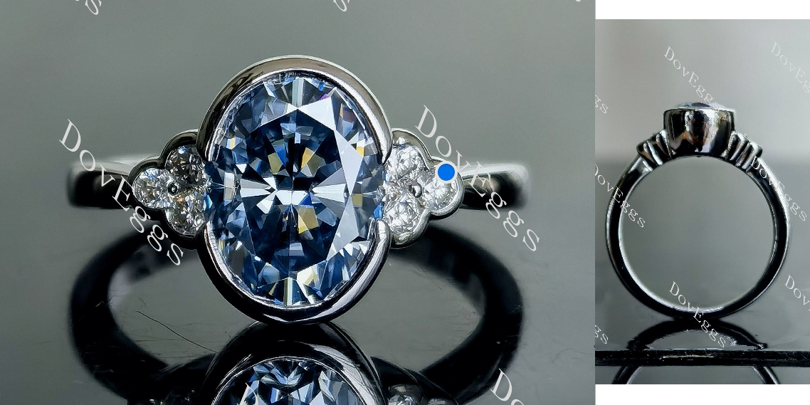 Doveggs criss cut side stones moissanite engagement ring