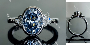 Doveggs criss cut side stones moissanite engagement ring