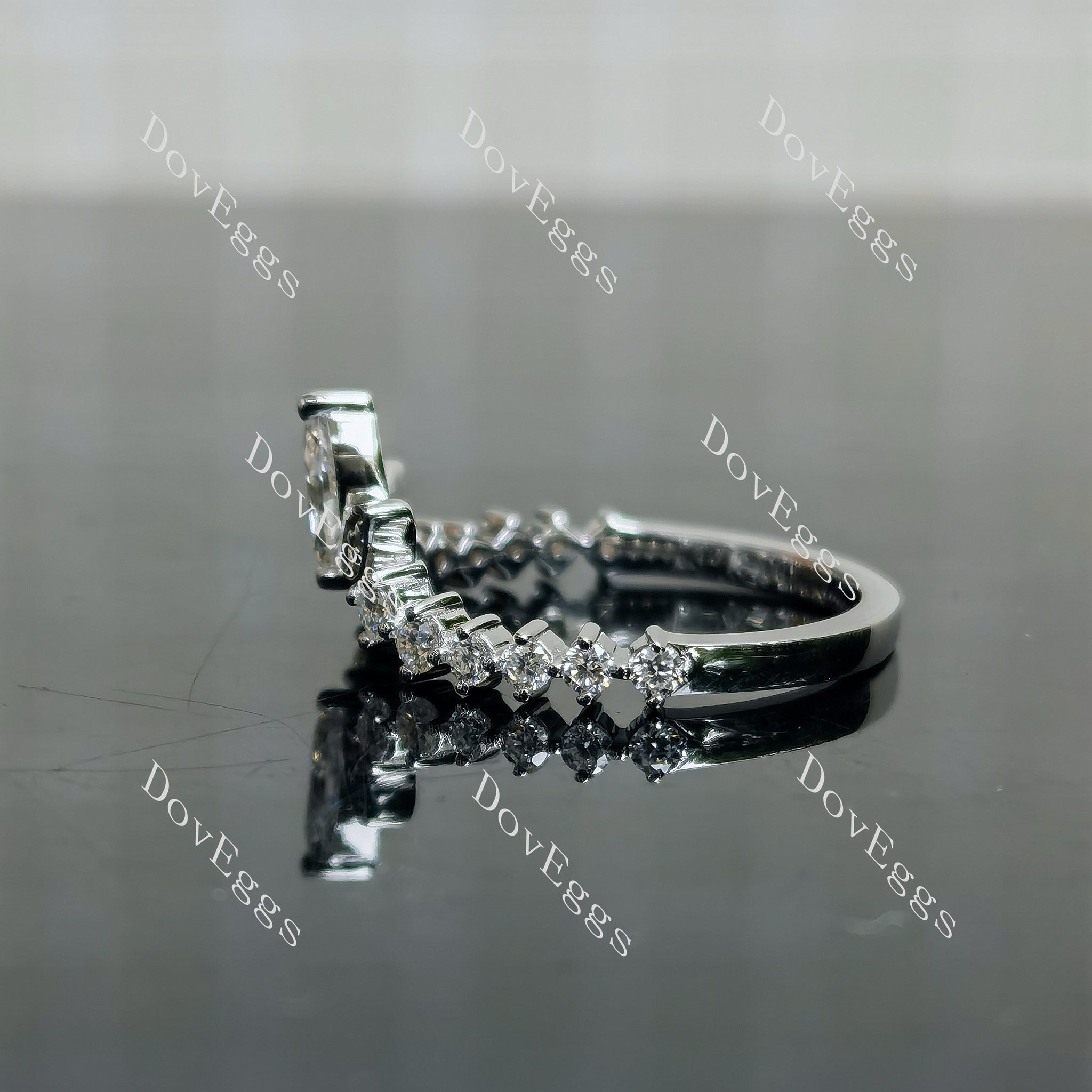 Doveggs marquise round pave moissanite/lab grown diamond wedding band-2.0mm band width