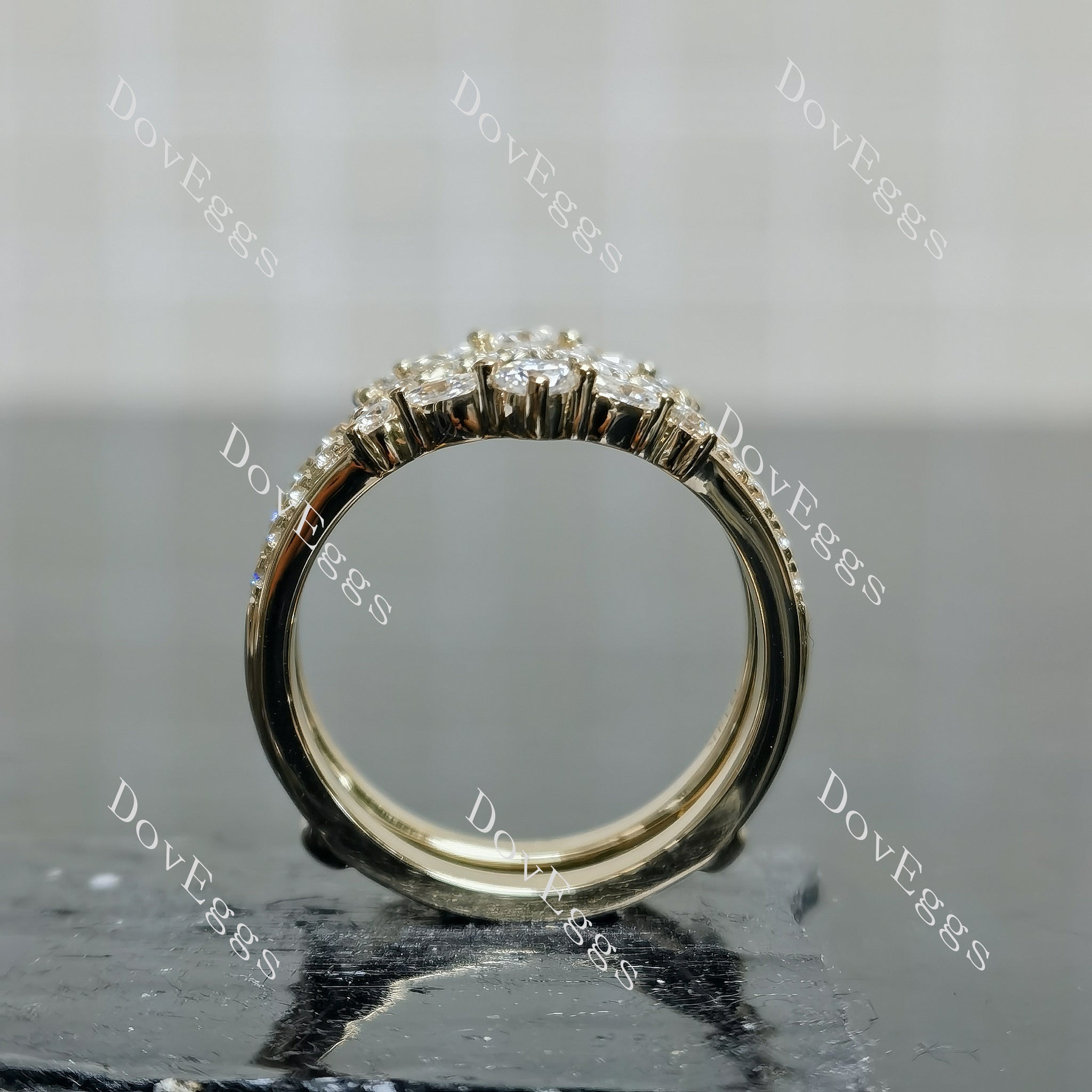 Doveggs round marquise pave moissanite/lab grown diamond enhancer/wedding band-7.3mm band width