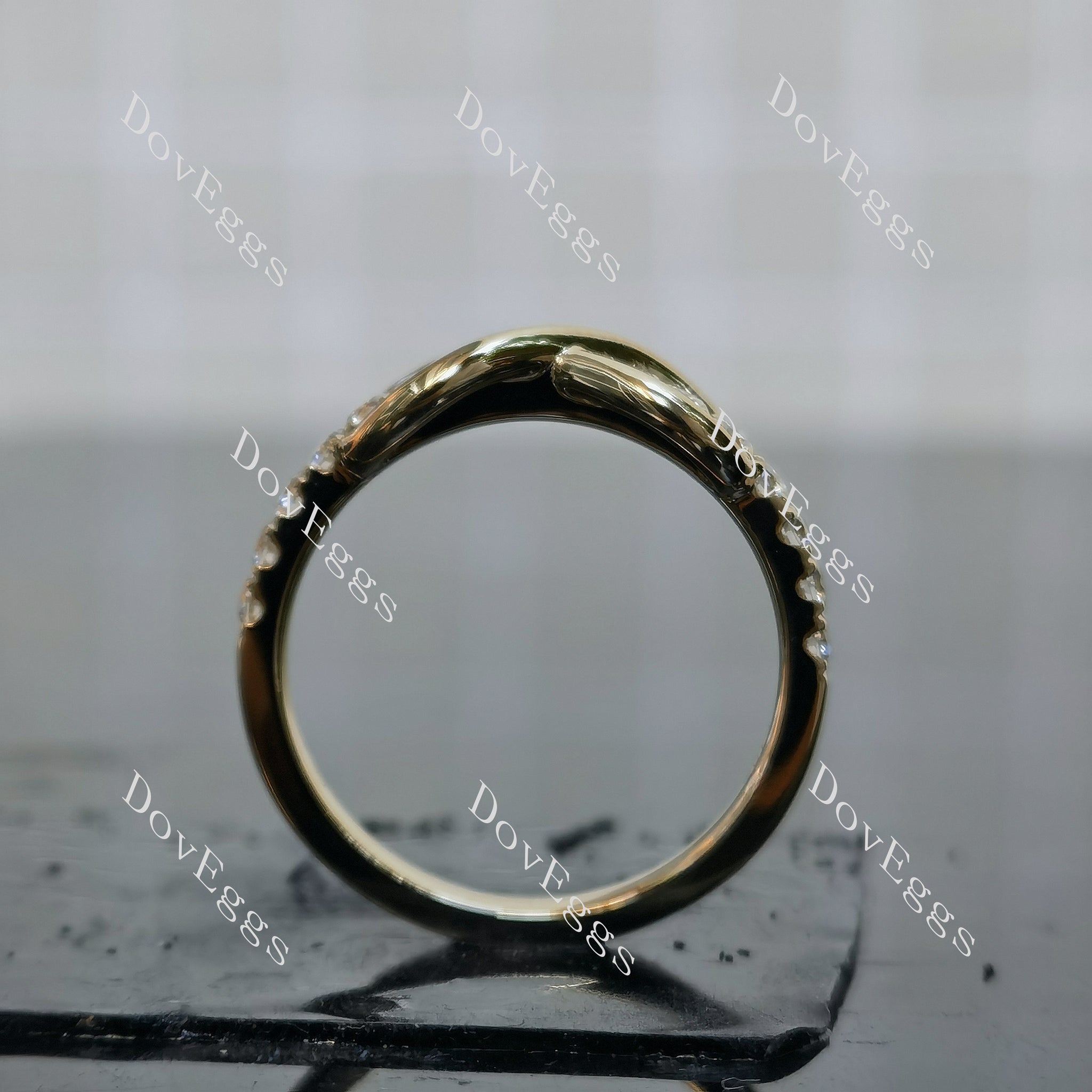 DovEggs round half eternity pave moissanite wedding band-2.0mm band width