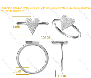 DovEggs heart shaped round moissanite/lab grown diamond wedding band