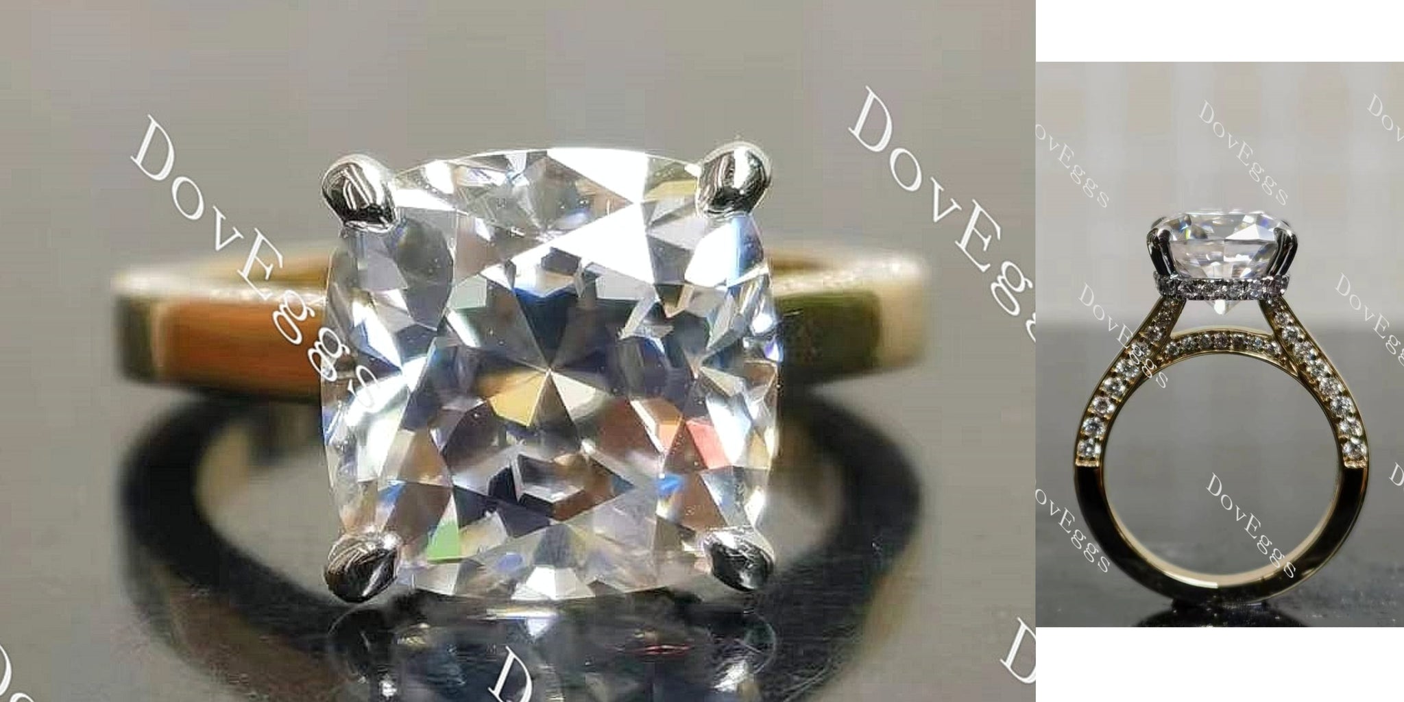 cushion solitaire moissanite engagement ring
