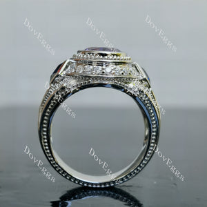 The Trinity oval bezel colored gem engagement ring