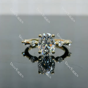Doveggs oval side stones moissanite engagement ring