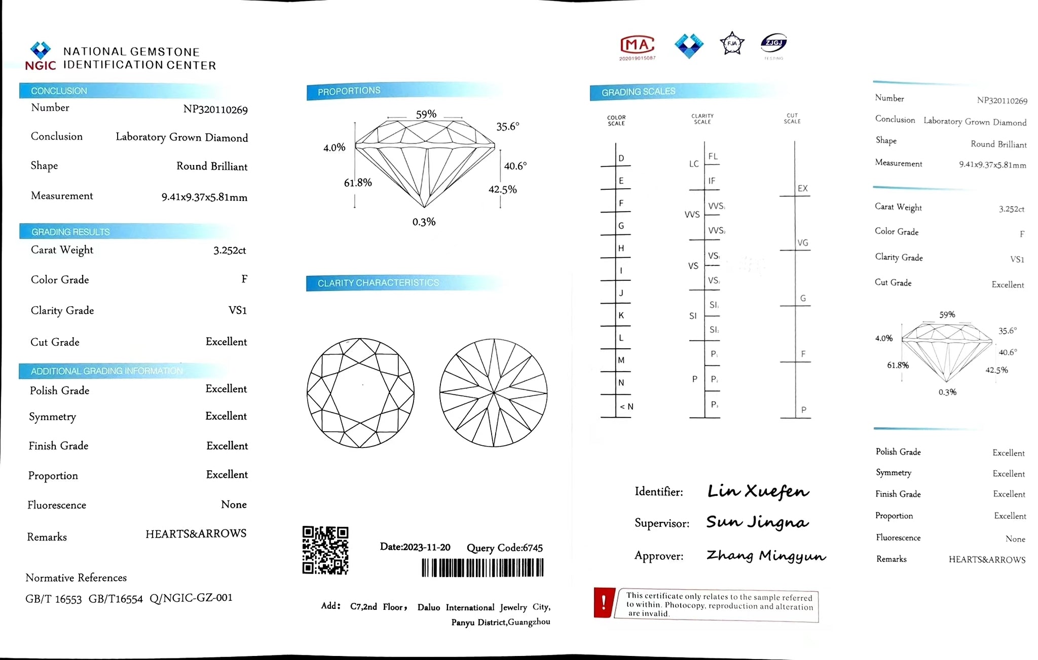 Doveggs 3.252ct round F color VS1 Clarity Excellent cut lab diamond stone(certified)